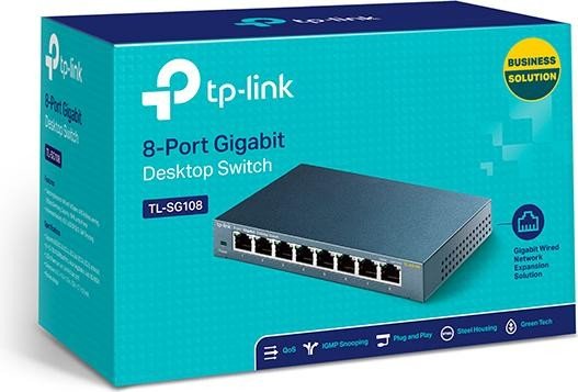 TP-Link TL-SG100 Desktop Gigabit Switch, 8x RJ-45 (TL-SG108)