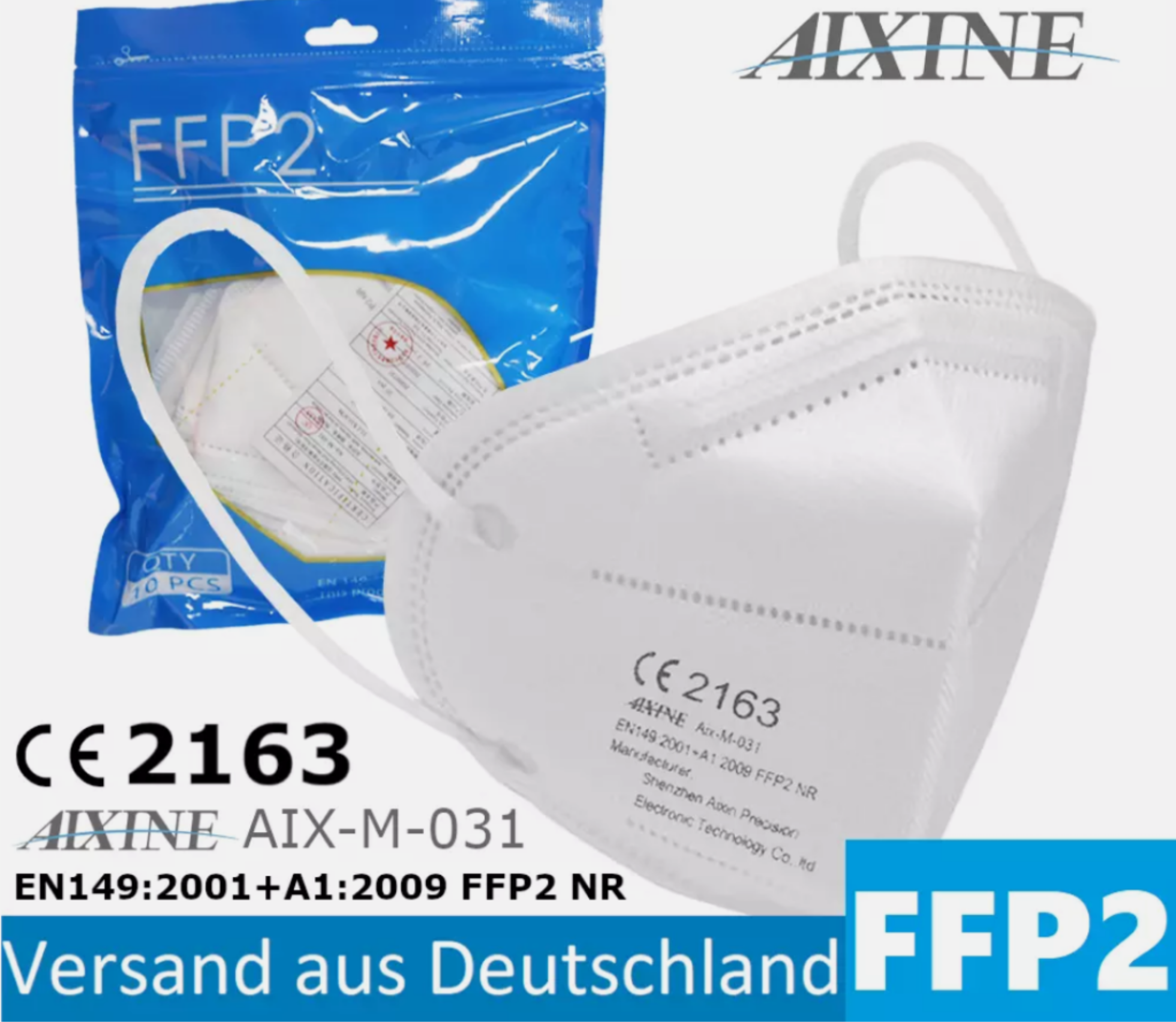 60x FFP2-Atemschutzmaske (EN 149:2001 FFP2 NR) (60er Pack)
